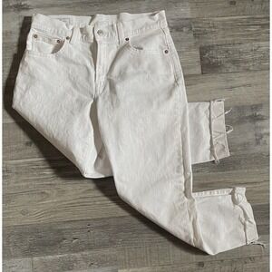 GAP Girlfriend Womens Size 6 Short Mid Rise White Raw Hem Jeans